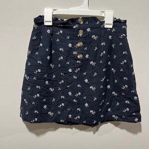 American Eagle Floral Button Front Mini Skirt – Women’s Small – Navy Blue
